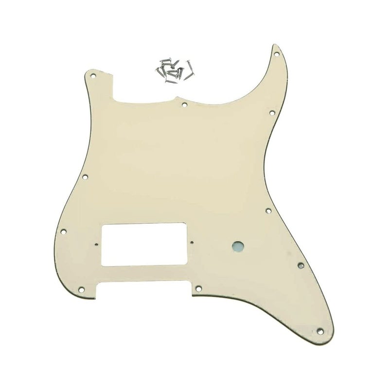 KAISH 11 Hole ST/Strat Style One Humbucker Guitar Pickguard Scratch Plate for Delonge Stratocaster/Strat Aged White 3 Ply - Image 1